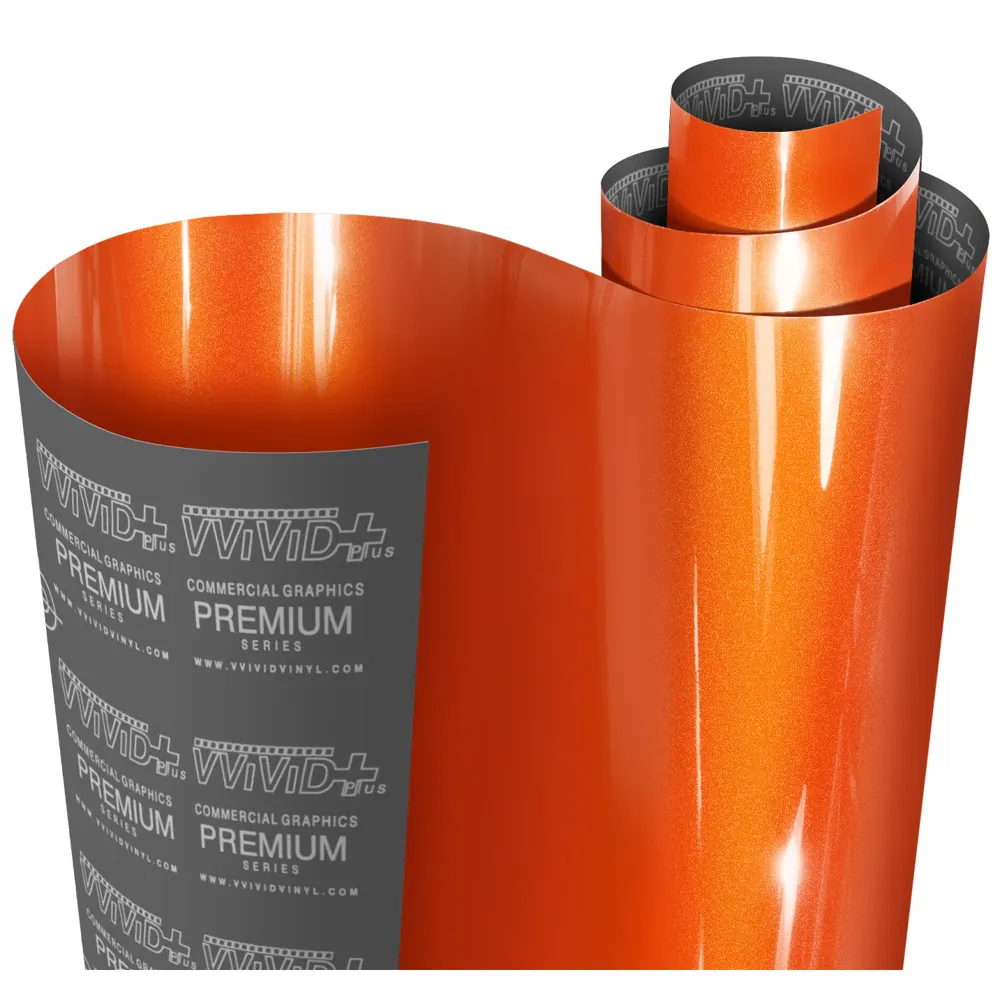 Vinil VViViD Ultra Gloss Metallic Flame Orange: muestra del material